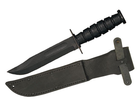 Ontario 498 Combat Fixed 7.0 in Black Blade Leather Handle