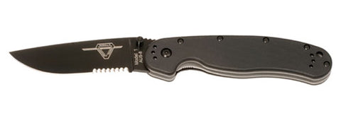 Ontario RAT1 Folder 3.625 in Black Combo Blade