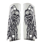 Hogue Govt 1911 Scrimshaw Ivory Ambi Cut Reaper Full Body X2