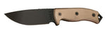 Ontario RAT-5 Fixed 5.0 in Black Blade Tan Micarta Handle